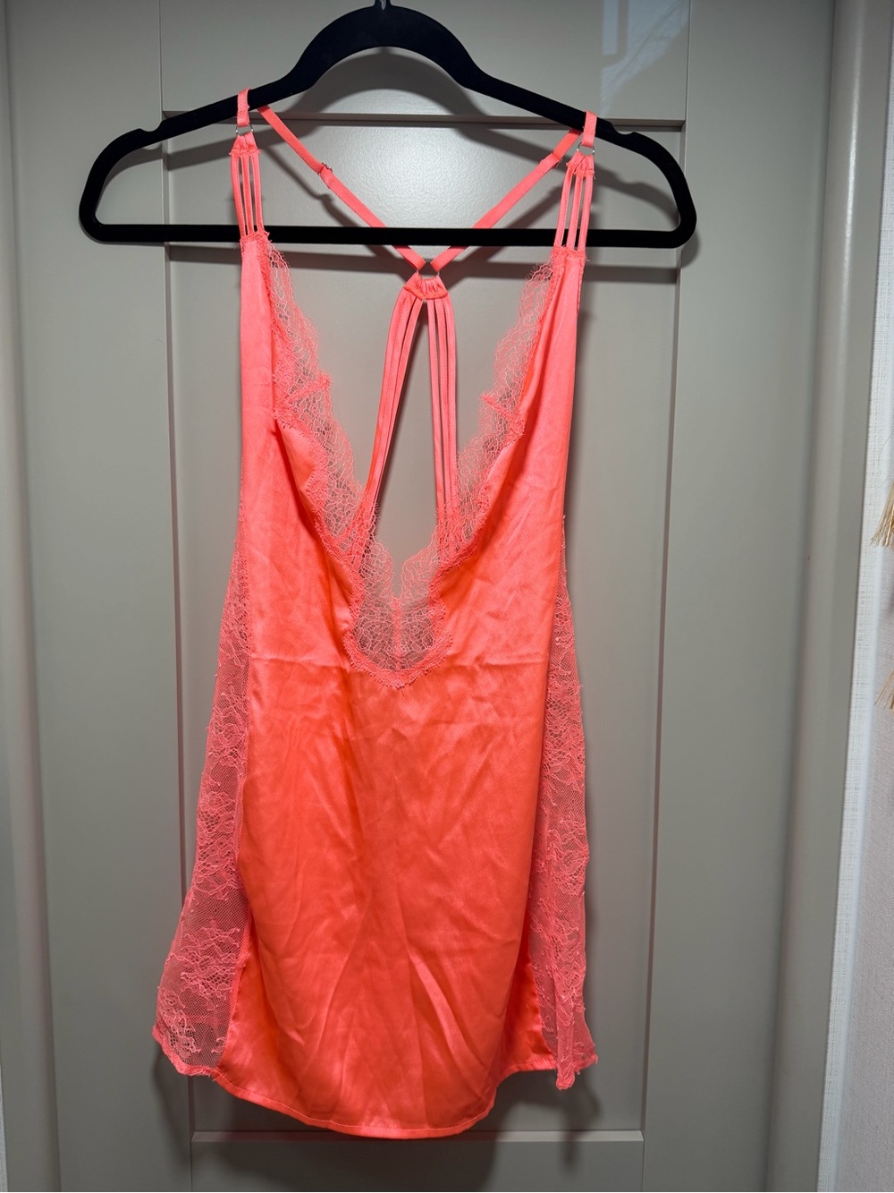 Victoria's Secret Coral Lace-Trim Chemise